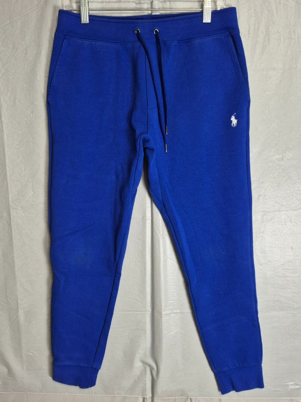 Ralph Lauren Pants Mens SMALL Blue Jogger Sweatpants Drawstring Ribbed Cuff S